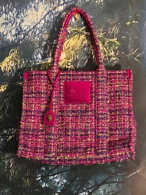 Kurt Geiger Large Southbank Tweed Tote Bag Pink Multicolor Charm